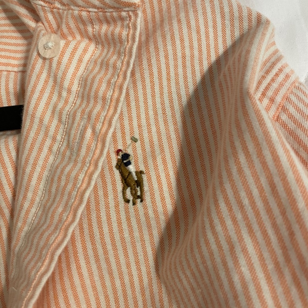 Ralph Lauren long sleeved orange striped shirt s